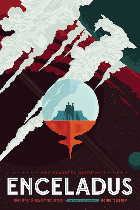 Enceladus Space Travel Poster